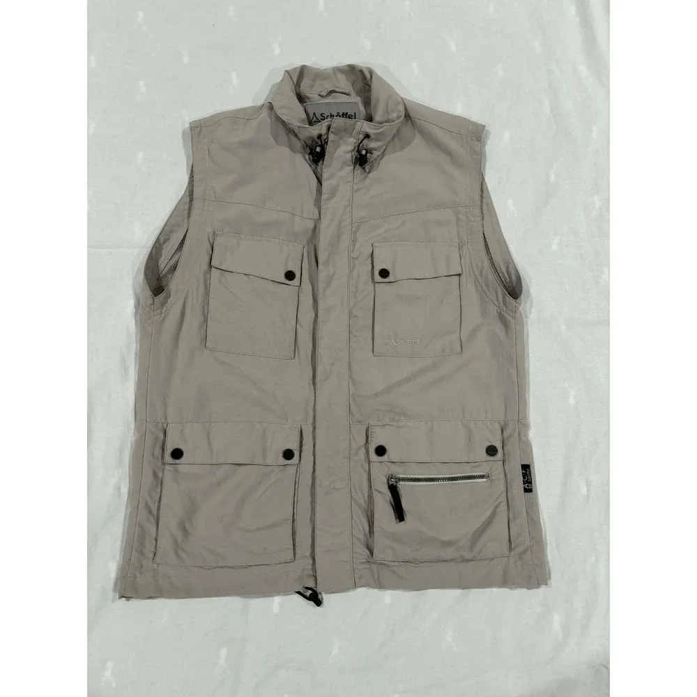 Schoffel Adventure Wear Mens Vest Beige Zip Pockets Utility Gorpcore Size‎ 50 XL